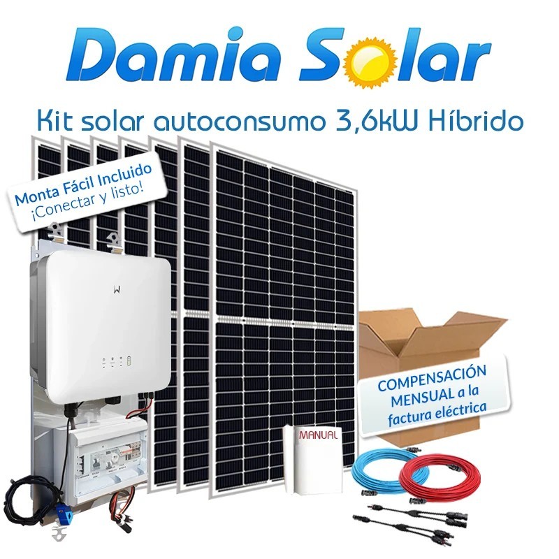 Kit autoconsumo solar 3,6kW EM híbrido con excedentes