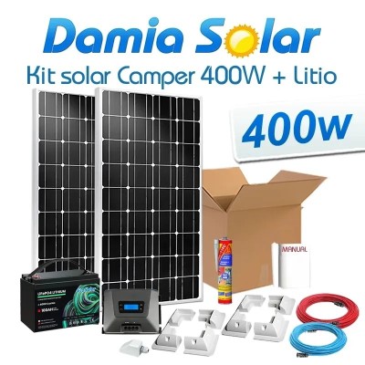 Kit Solar Autocaravanas 400W + Bateria Litio con BLUETOOTH | Damia Solar