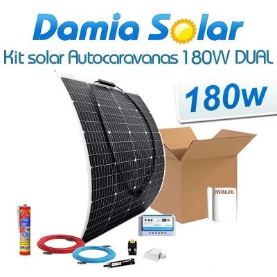 Kit solar para autocaravanas 180 W com painel flexível e regulador Dual | Damia Solar