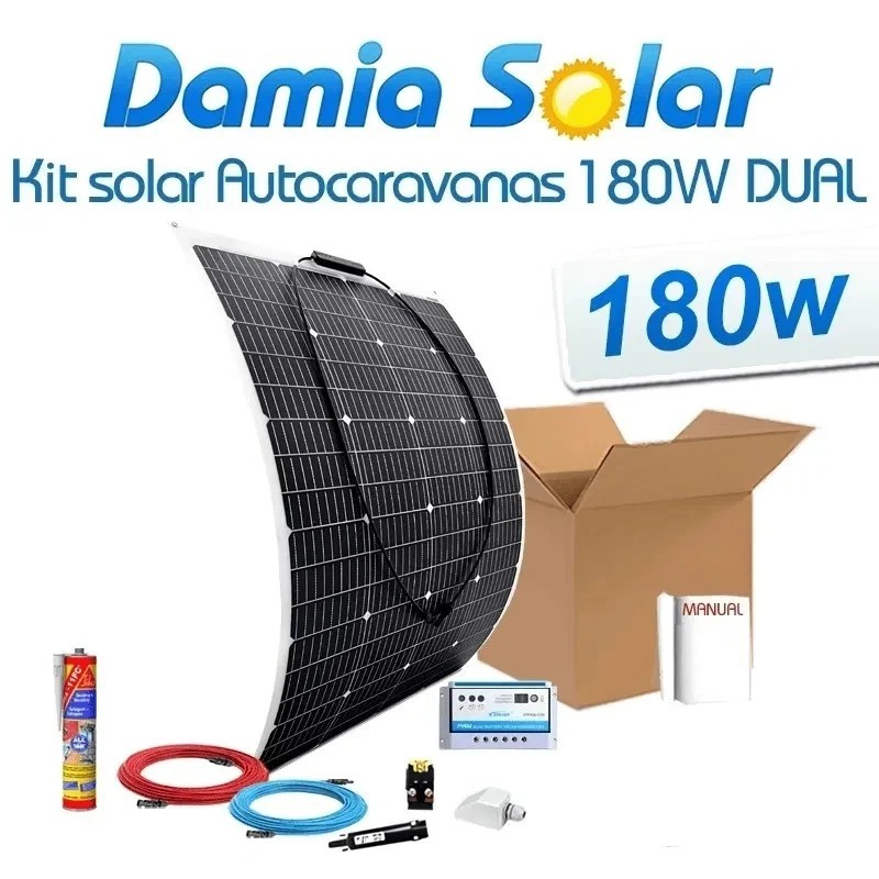 Kit solar camper 180W con placa flexible y regulador Dual | Damia Solar
