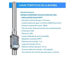 Bomba de água solar submersível Ecosolar ESP-540X + regulador | Damia Solar