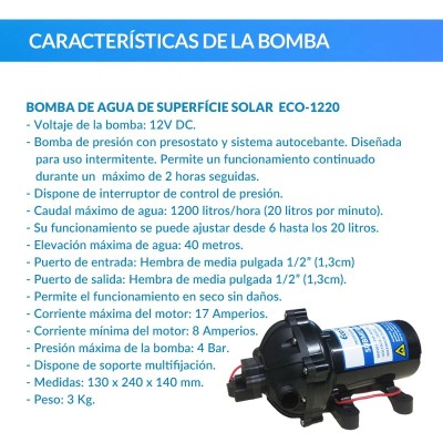 Comprar Bomba de agua de superficie Ecosolar ECO1220 12V