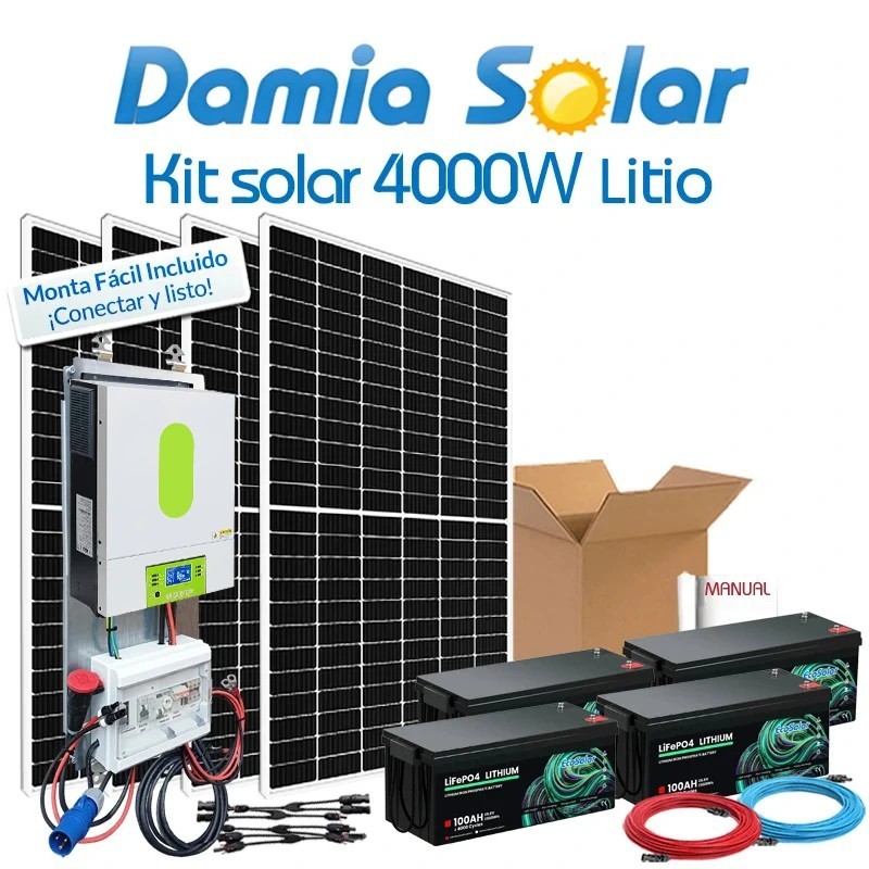 Kit Solar de Litio LiFePO4 de 4000W verano y fines de semana | Damia Solar