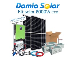 Comprar Kit Solar 2000W ECO Fines de semana onda pura y cargador: Tv, Nevera Congelador, Lavadora, Etc.
