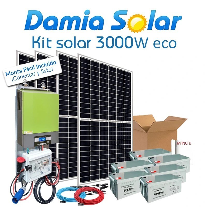 Kit Solar 3000W GEL Fins de semana onda pura e carregador | Damia Solar