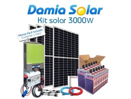 Comprar Kit Solar 3000W Fines de semana onda pura y cargador: Luz, Tv, Nevera Congelador, Lavadora, Etc.