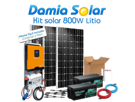 Comprar Kit solar 800W LITIO Uso Diario: nevera con congelador, luz, TV. ONDA PURA y CARGADOR