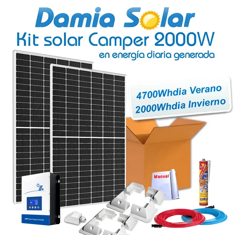 Kit solar camper 2000W en energía diaria generada | Damia Solar