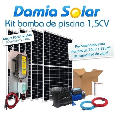 Kit solar bomba purificadora de piscina (Bomba de 1,5 CV) | Damia Solar