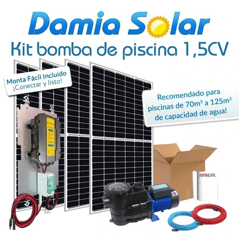 Kit solar bomba depuradora de piscina (Bomba de 1,5 CV) | Damia Solar