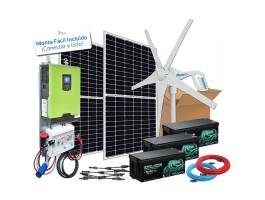 Kit híbrido solar + eólico 1500W Lítio