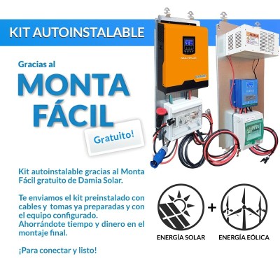 Comprar Kit híbrido solar + eólico 2000W con baterías de Litio