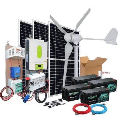 Comprar Kit híbrido solar + eólico 2000W com baterias de Lítio