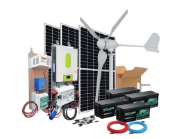 Comprar Kit híbrido solar + eólico 2000W com baterias de Lítio