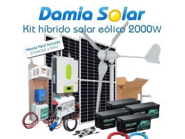Comprar Kit híbrido solar + eólico 2000W com baterias de Lítio