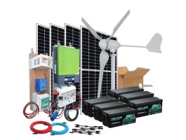 Comprar Kit híbrido solar + eólico 3000W com baterías de Lítio