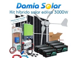 Comprar Kit híbrido solar + eólico 3000W com baterías de Lítio