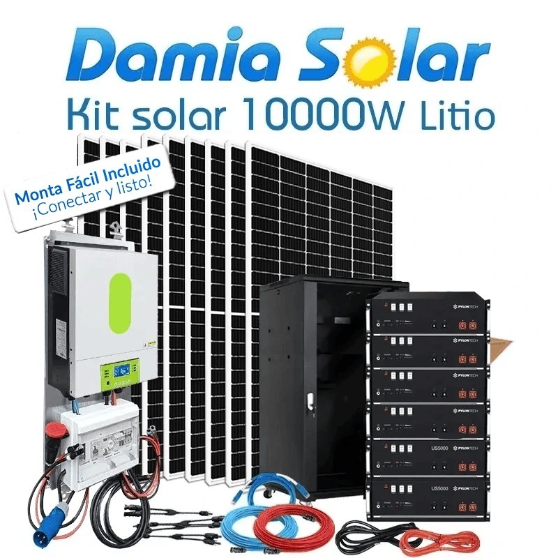Kit Solar aislada 10000W Uso Diario con baterías de litio