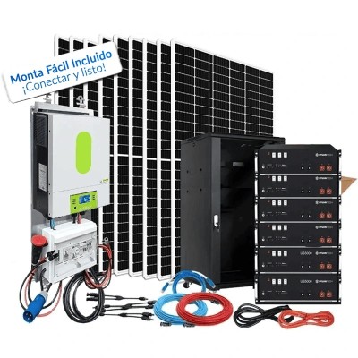 Kit Solar aislada 10000W Uso Diario con baterías de litio