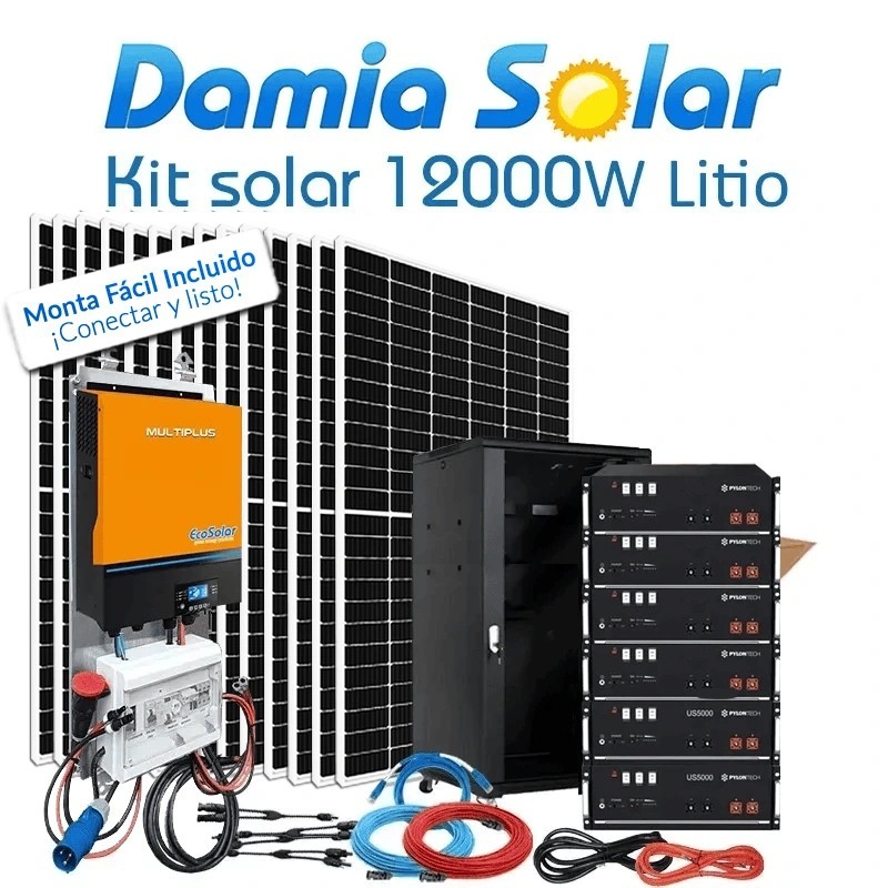 Comprar Kit solar 12000W Uso Diario con baterías de litio