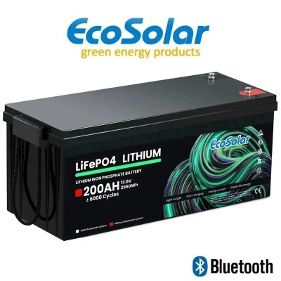 Batería de litio Ecosolar 200Ah Bluetooth LiFePO4 12,8V (12V)