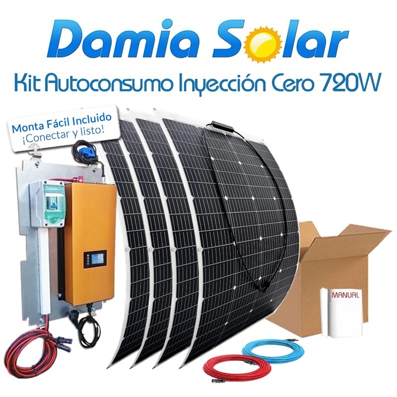 Kit autoconsumo solar 720W sem excedentes. Com painéis flexíveis ETFE
