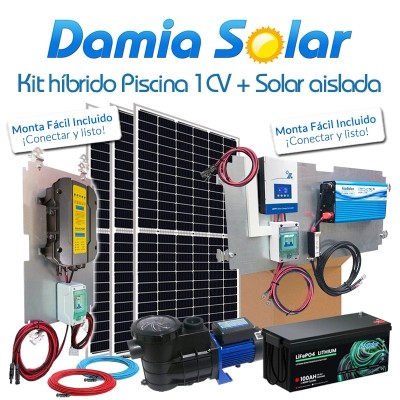 Comprar Kit solar híbrido: depuradora piscina 1CV + solar aislada casa