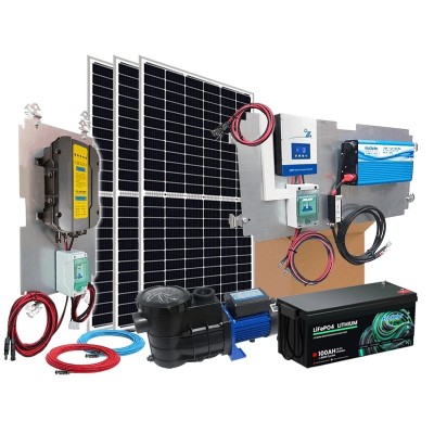 Comprar Kit solar híbrido: depuradora piscina 1CV + solar aislada casa
