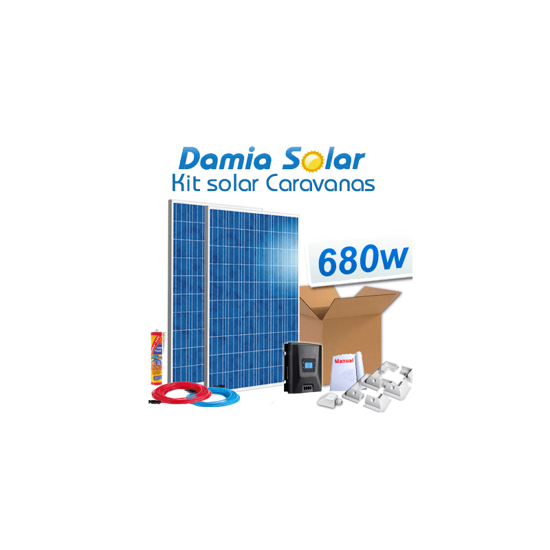 Kit solar completo para caravanas 680W 12V (2 painéis 340W 24V) | Damia Solar