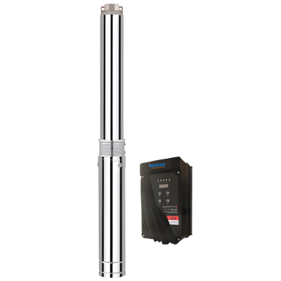 Bomba de água submersível Ecosolar AC/DC ESP-1.1-5/195. Fluxo ajustável de acordo Núm. painéis