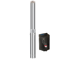 Bomba de água submersível Ecosolar AC/DC ESP-1.1-5/195. Fluxo ajustável de acordo Núm. painéis