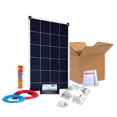 Kit solar completo para caravana 100W com regulador e 2 baterias | Damia Solar