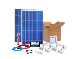 Kit solar completo caravana 200W con regulador carga 2 baterías | Damia Solar
