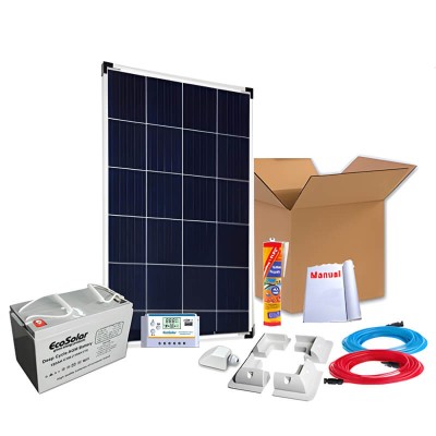 Kit solar completo para autocaravana 100 W + batería AGM (litio opcional) | Damia Solar