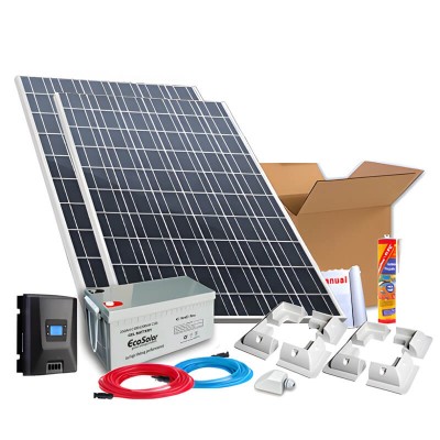 Comprar Kit solar para barcos 560W 12V  + Bateria de Gel (2 x Painéis de 280W 24V)