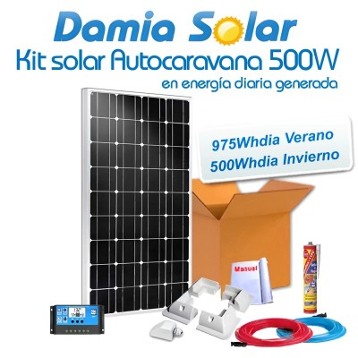 Kit solar camper 500W en energía diaria generada | Damia Solar