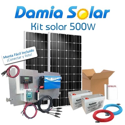 Kit solar 500W Uso Diario Onda pura nevera sin congelador | Damia Solar