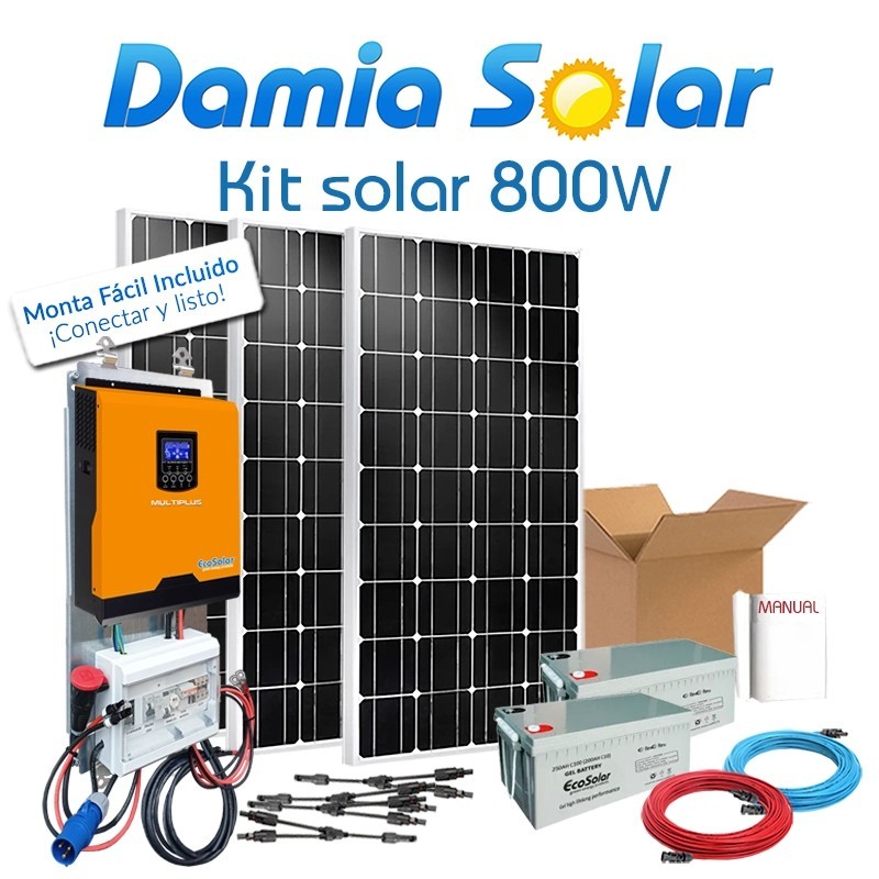 Kit solar 800W Uso Diario Onda pura y cargador | Damia Solar