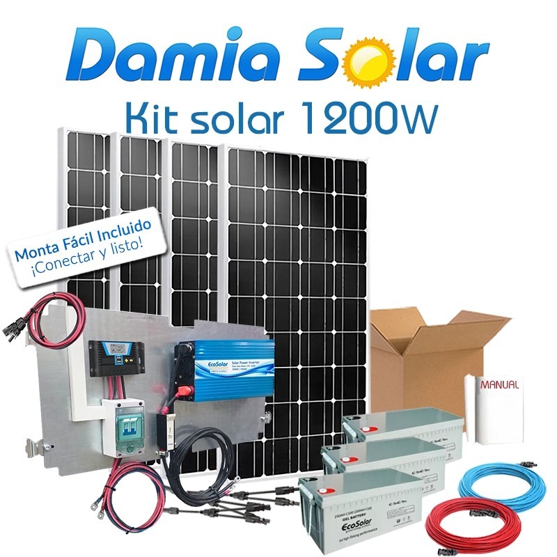 Kit solar 1200W Uso Diário Onda Pura Blue | Damia Solar