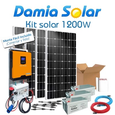 Kit solar 1200W para uso diário Onda pura e carregador | Damia Solar