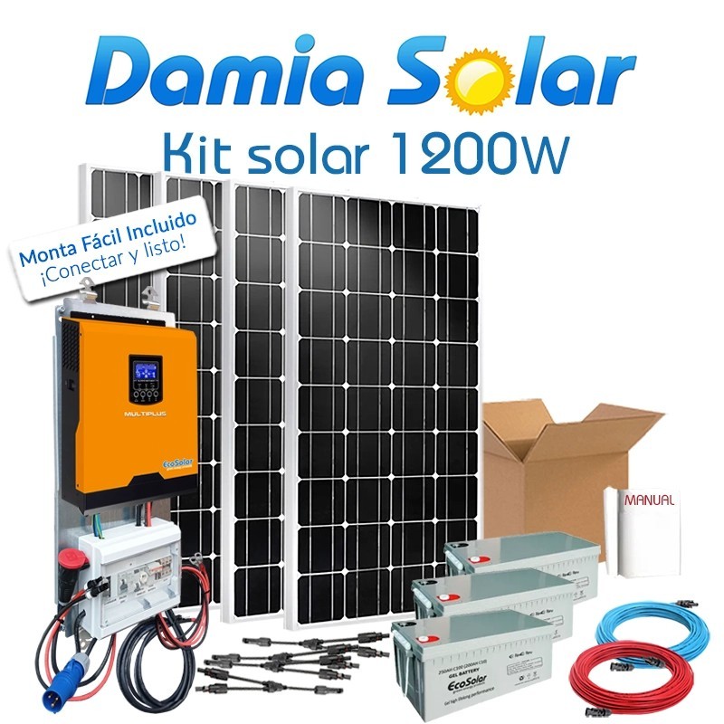 Kit solar 1200W para uso diário Onda pura e carregador | Damia Solar