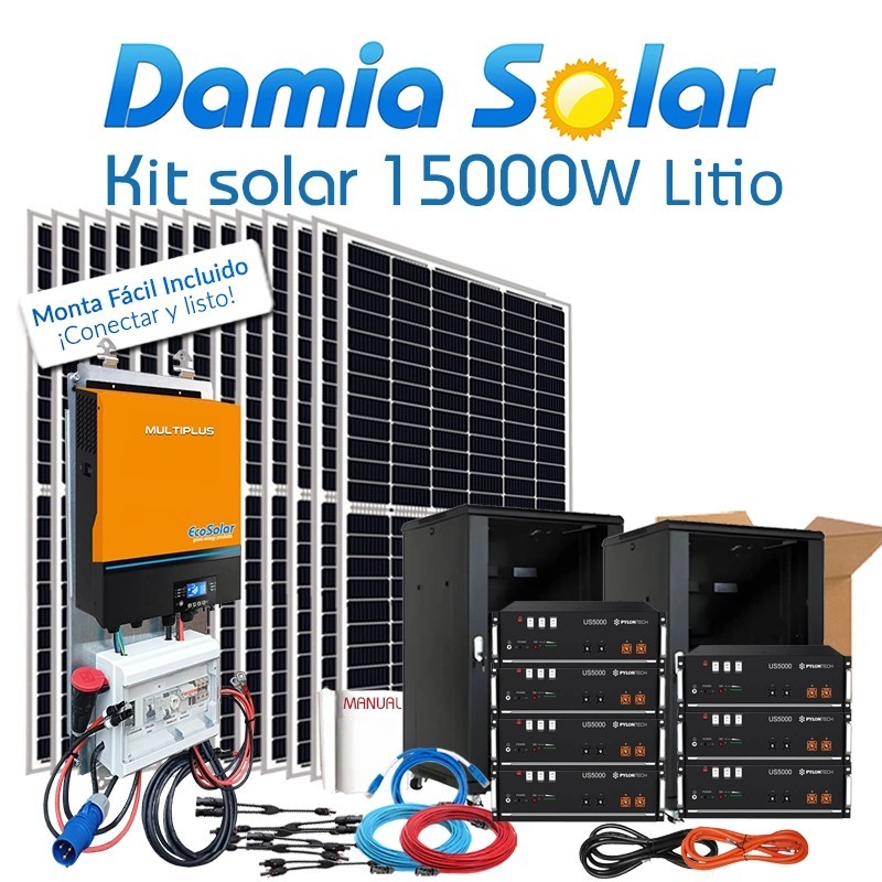 Comprar Kit solar 15000W Uso Diario con baterías de litio