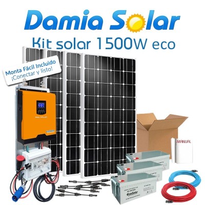 Comprar Kit Solar 1500W Fins de semana Onda Pura e Carregador: Tv, Microondas, Frigorífico, Portátil.