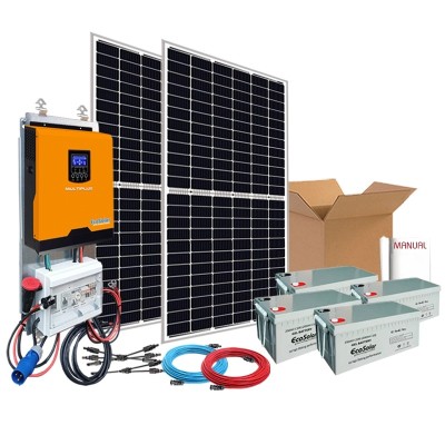 Comprar Kit Solar 2000W ECO Fines de semana onda pura y cargador: Tv, Nevera Congelador, Lavadora, Etc.