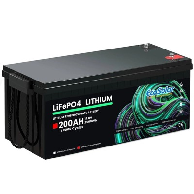 Bateria de lítio Ecosolar 200Ah LiFePO4 12,8V (12V)
