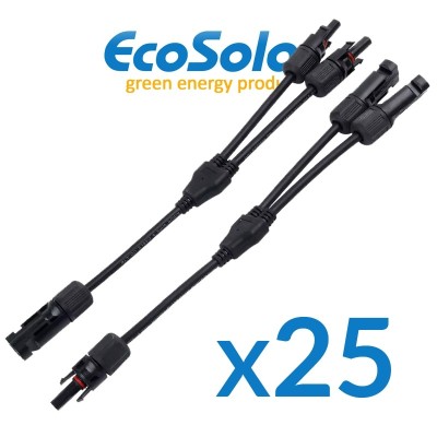 25x Conectores MC4 duplos em ramificação macho-fêmea | Damia Solar