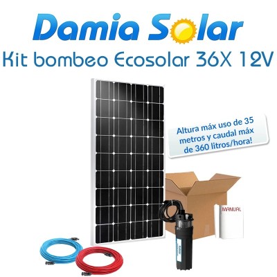 Comprar Kit de bombeamento de poços Ecosolar 36X 12V - Fluxo Máx. 360 litros