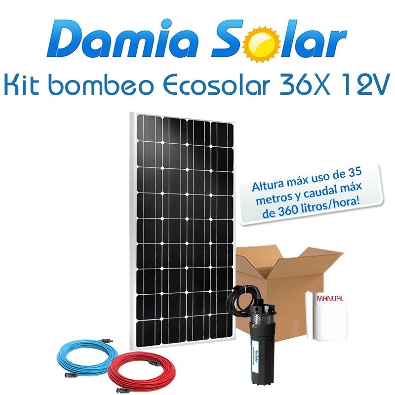 Comprar Kit de bombeamento de poços Ecosolar 36X 12V - Fluxo Máx. 360 litros