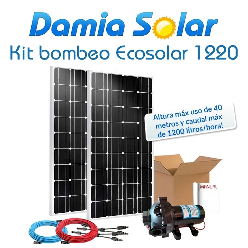Kit de bombeo Ecosolar 1220 12V - Caudal máx. 1200 litros/h | Damia Solar