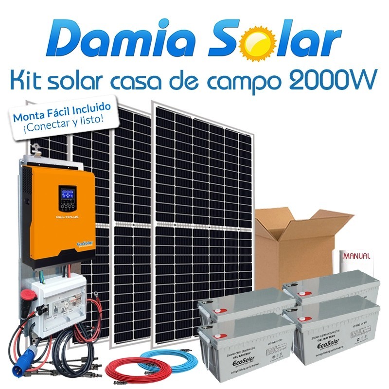 Kit Solar 2000W GEL Fines de semana onda pura y cargador | Damia Solar